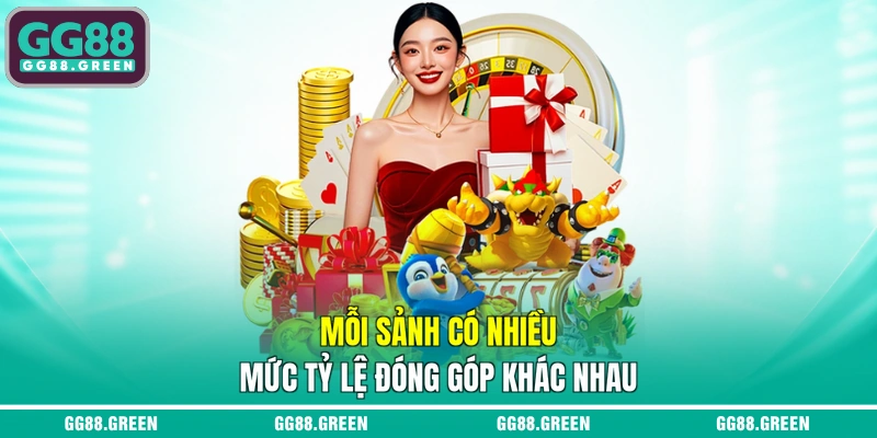 Mỗi sảnh có nhiều mức tỷ lệ đóng góp khác nhau